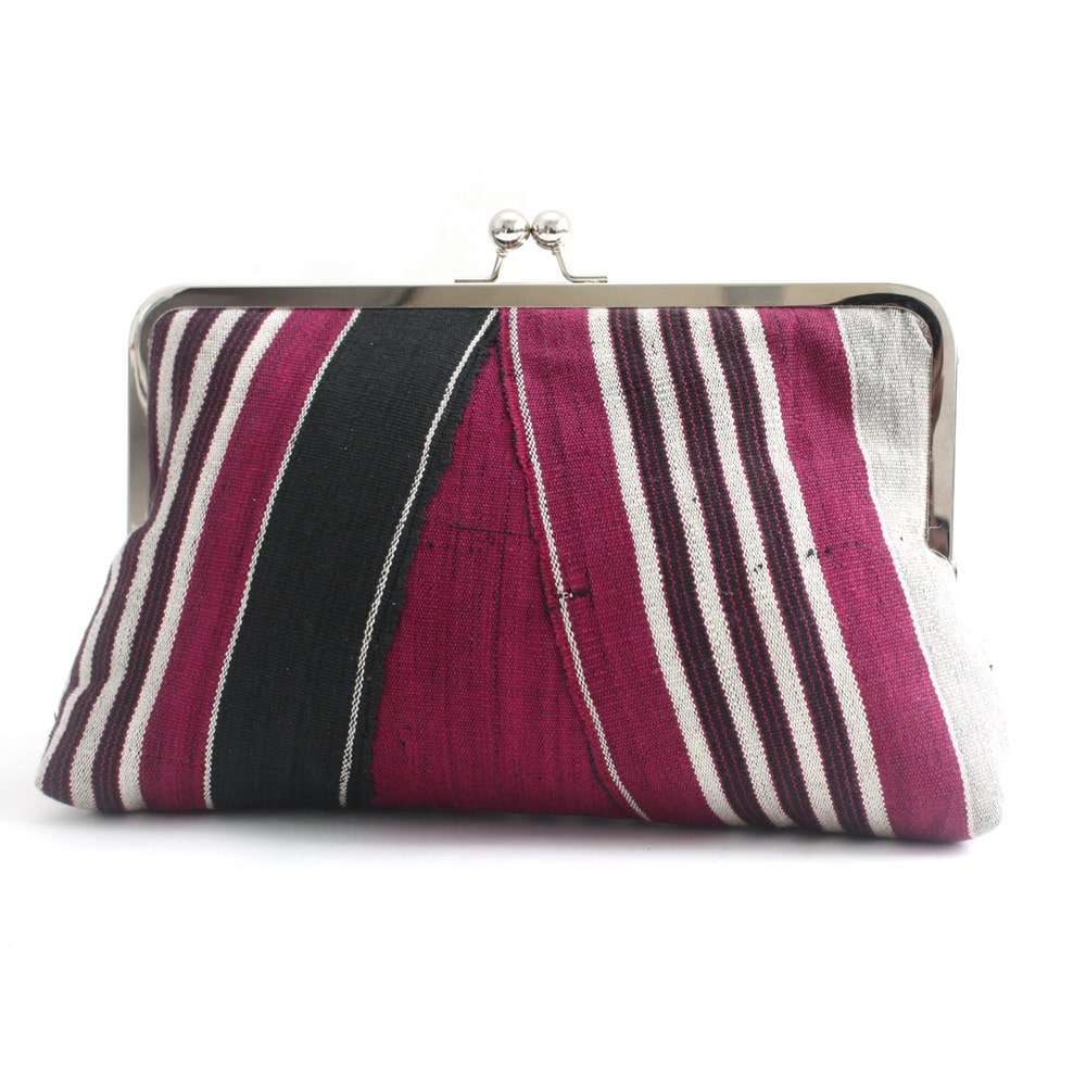 Magenta and Grey Evening Clutch Purse