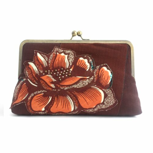 Orange and Brown Clutch in Aso-oke