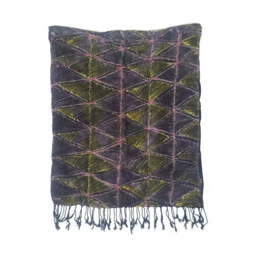 Purple, Pink and Lime Adire Shawl - Image 2