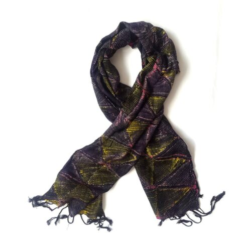 Purple, Pink and Lime Adire Shawl - Image 3