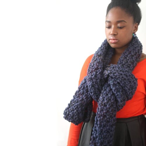 Blue Oversized Scarf in a Chunky Knit - Image 6
