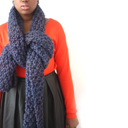 Blue Oversized Scarf in a Chunky Knit - Image 7