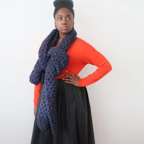 Blue Oversized Scarf in a Chunky Knit - Image 9
