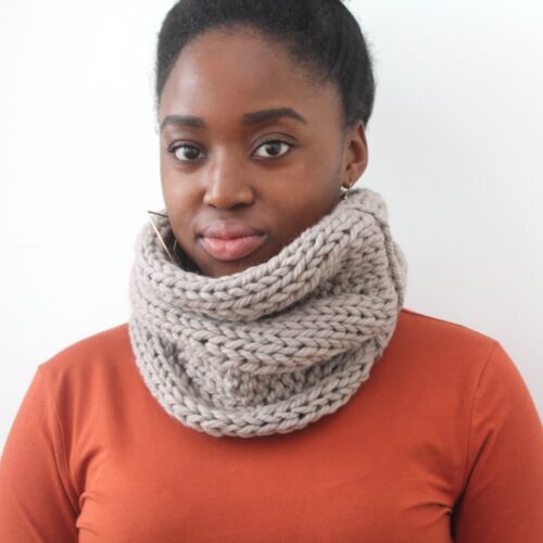 Taupe Chunky Knit Wool Snood - Image 3