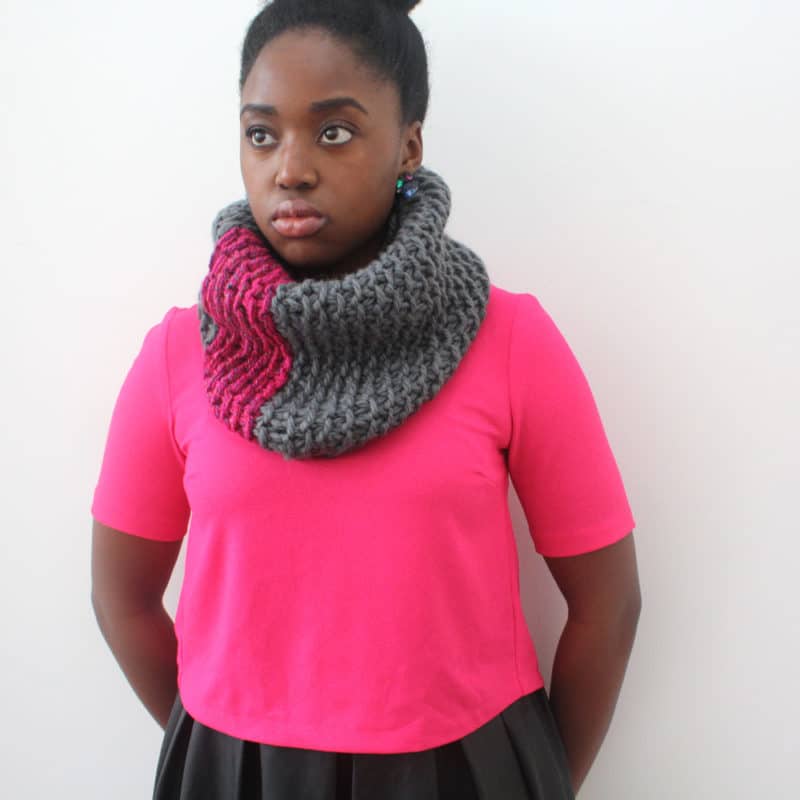 Pink and Grey Wool Snood