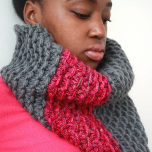 Pink and Grey Snood scarf