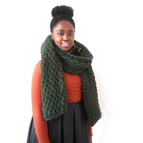 Oversized Chunky Knit Green Wool Scarf - Image 5