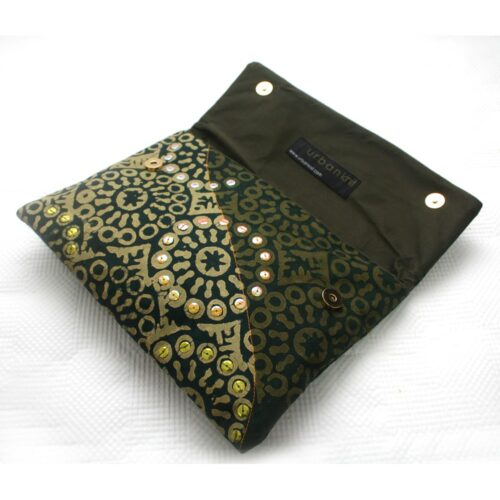 Green Adire clutch