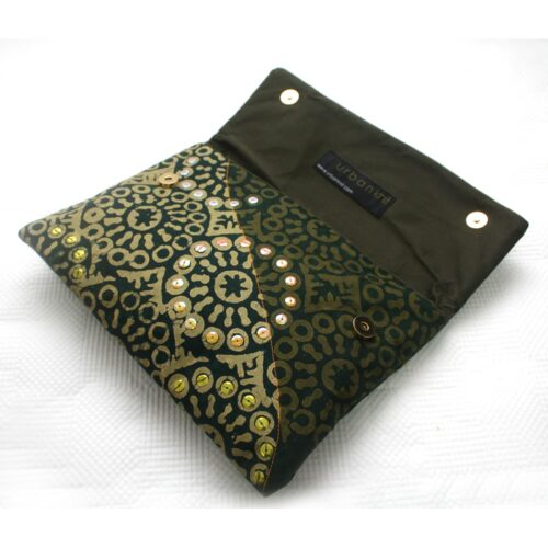 Green Adire clutch