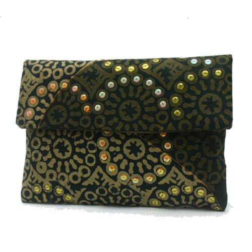 Green Adire clutch