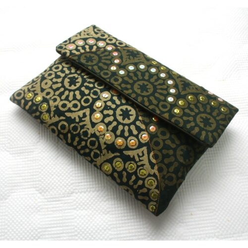 Green Adire Envelope Clutch - Image 3