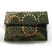 Green Adire clutch