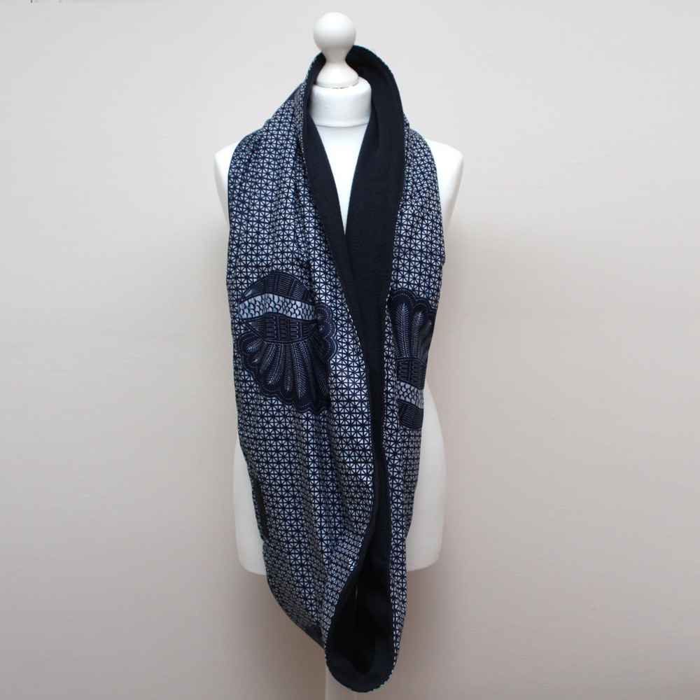 Blue Ankara Print Snood Scarf | Urbanknit