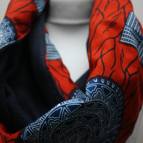 Red Ankara Print Snood Scarf - Image 2