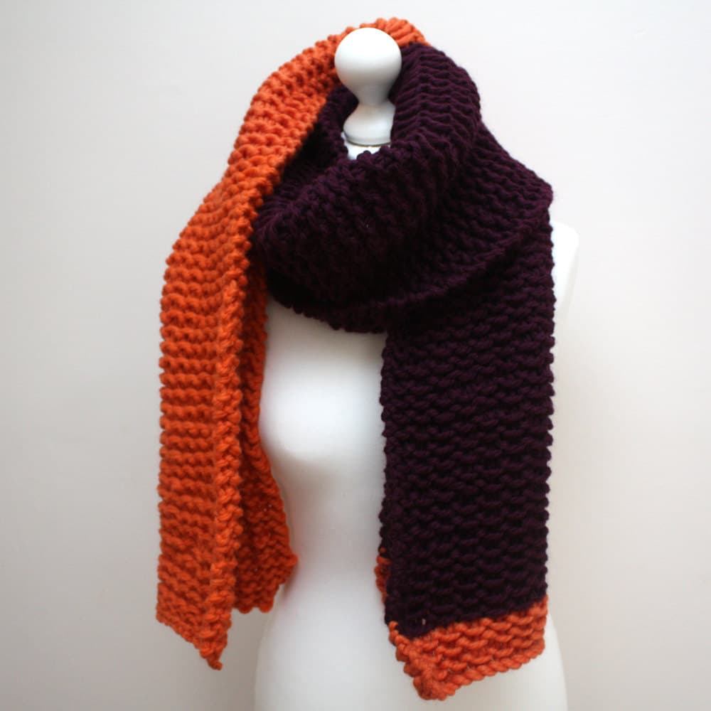 Orange and Purple Chunky Knit Scarf