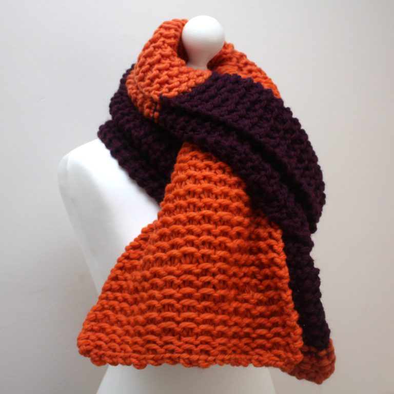 Orange and Purple Chunky Knit Scarf Urbanknit