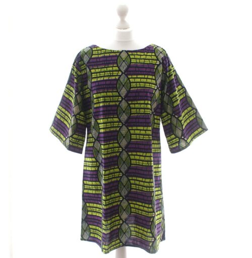 Purple and Green Ankara Tunic Dress - Image 3