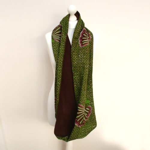 Green Ankara Print Snood Scarf - Image 4