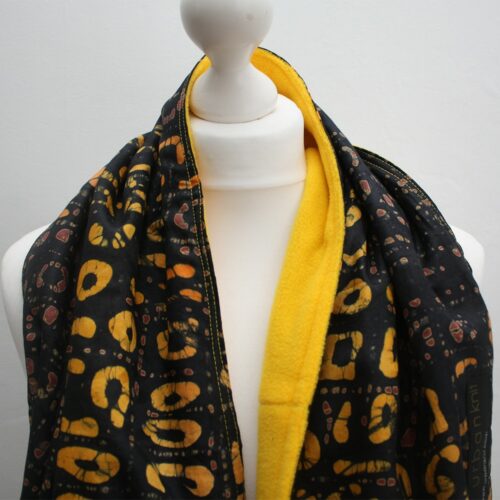 Brown and Yellow Batik Snood Scarf - Image 3