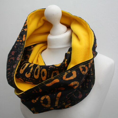 Brown and Yellow Batik Snood Scarf - Image 4
