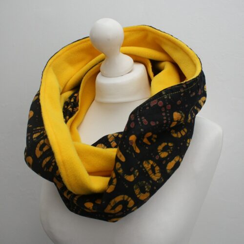 Brown and Yellow Batik Snood Scarf - Image 7