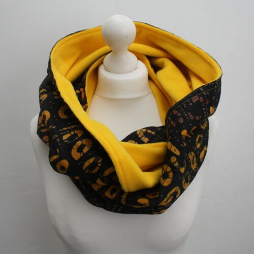 Brown and Yellow Batik Snood Scarf - Image 8