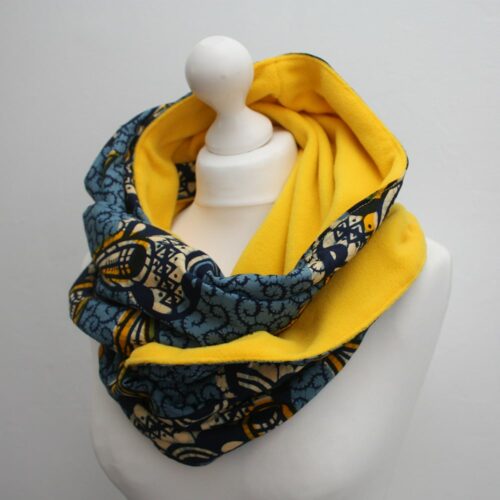 Blue and Yellow Ankara Print Snood Scarf - Image 5