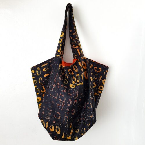 Brown Batik Cube Tote
