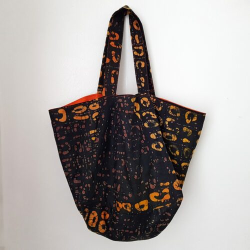 Brown Batik Cube Tote - Image 4
