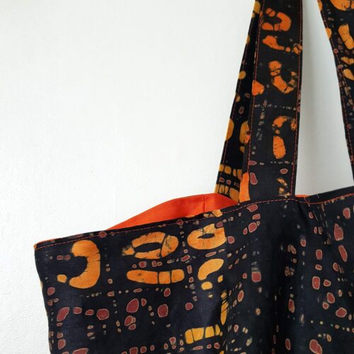 Brown Batik Cube Tote - Image 5