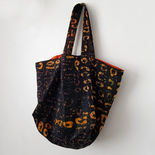 Brown Batik Cube Tote - Image 6