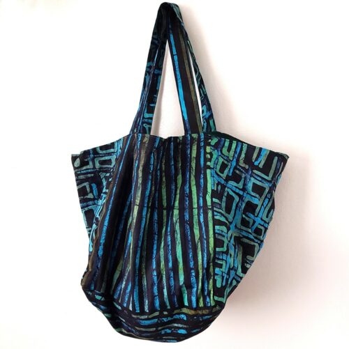 Turquoise and Green Batik Cube Tote - Image 4