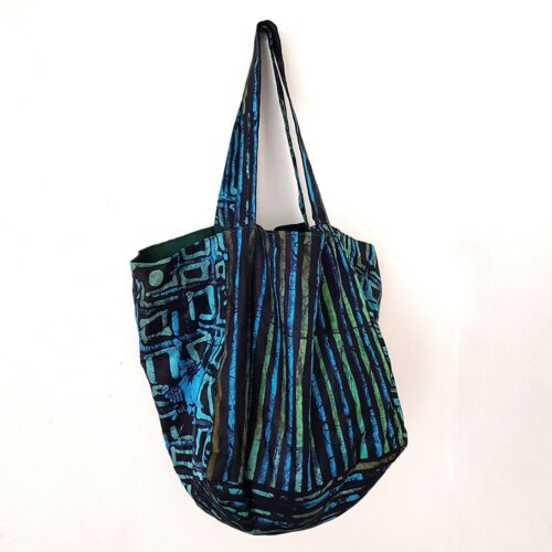 Turquoise and Green Batik Cube Tote - Image 6