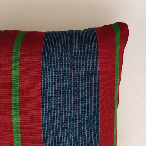 Wine and Blue Aso-Oke Cushion - Image 2