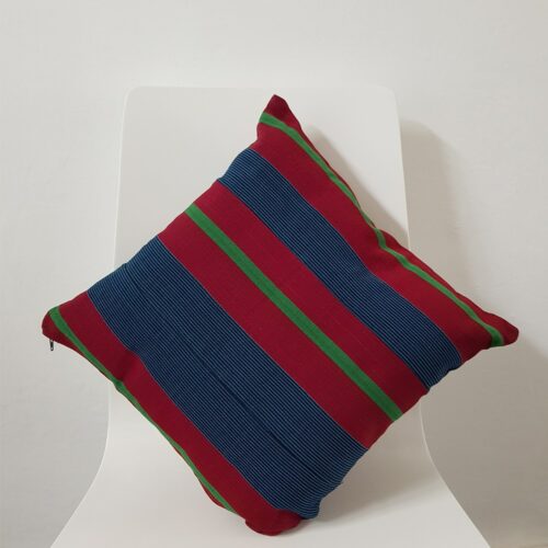 Wine and Blue Aso-Oke Cushion - Image 4