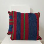Wine and Blue Aso-Oke Cushion - Image 6