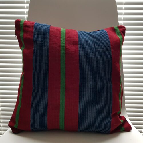 Wine and Blue Aso-Oke Cushion - Image 7