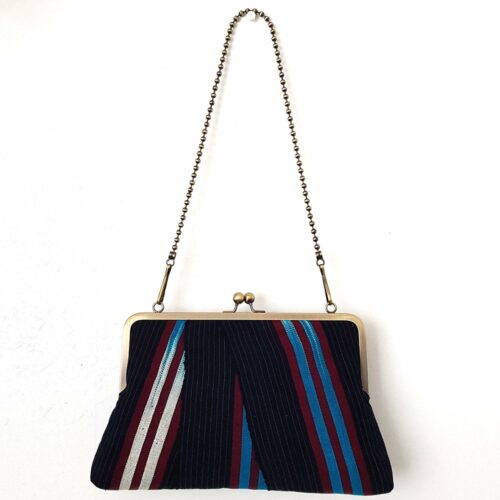 Blue and Maroon Aso-Oke Supersnap Clutch - Image 2