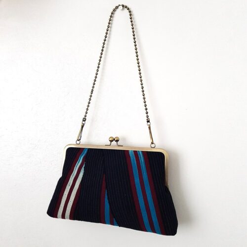 Blue and Maroon Aso-Oke Supersnap Clutch - Image 3