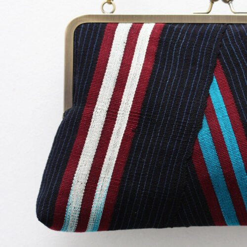 Blue and Maroon Aso-Oke Supersnap Clutch - Image 4
