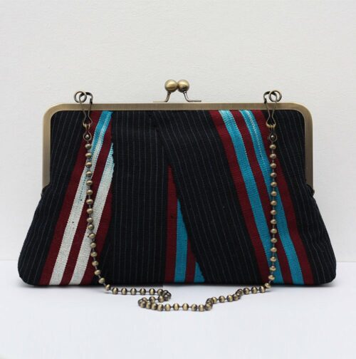 Blue and Maroon Aso-Oke Supersnap Clutch - Image 9