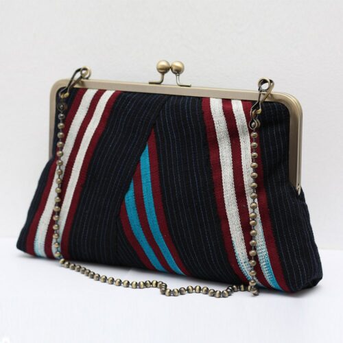 Blue and Maroon Aso-Oke Supersnap Clutch - Image 10