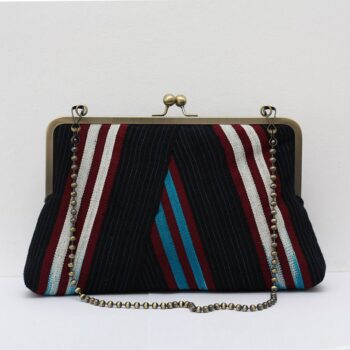 Blue and Maroon Aso-Oke Supersnap Clutch