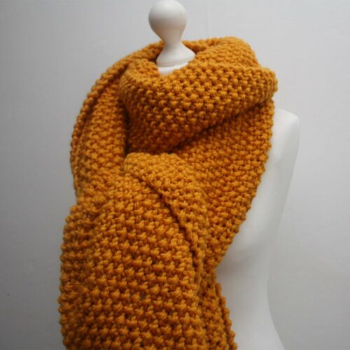 Yellow Chunky Knit Giant Scarf