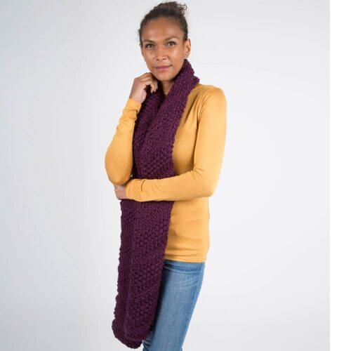 Purple Chunky Knit Scarf - Image 4