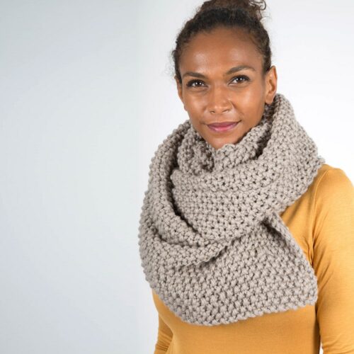 Sand Chunky Knit Scarf - Image 3