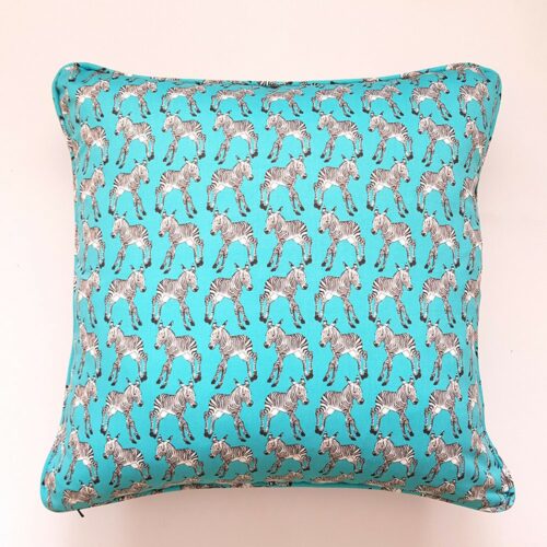 Turquoise Zebra Cushion