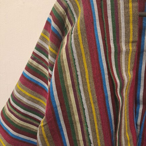 Box Stripe Aso Oke Jacket- Burgundy and Beige - Image 3