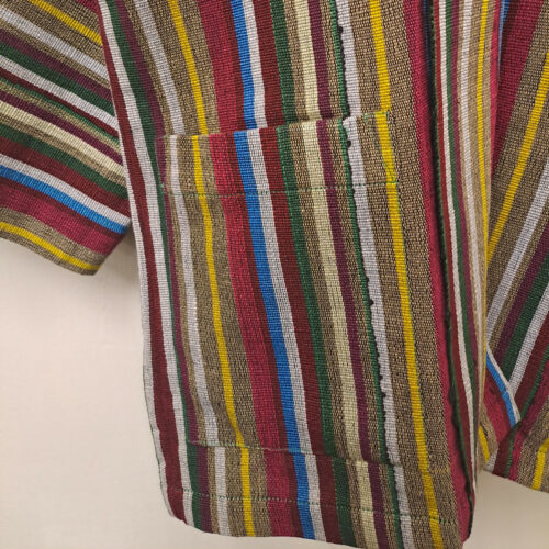 Box Stripe Aso Oke Jacket- Burgundy and Beige - Image 4