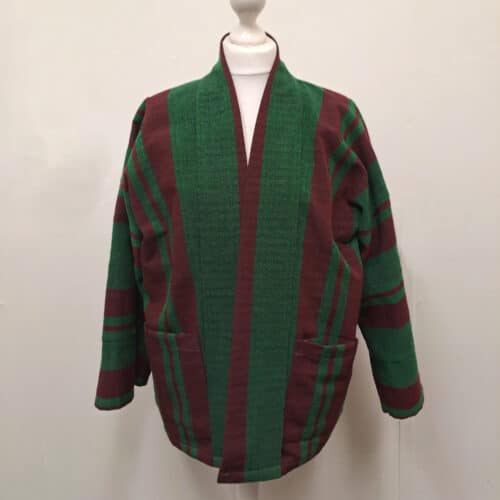 Box Stripe Aso Oke Jacket- Green and Maroon - Image 4